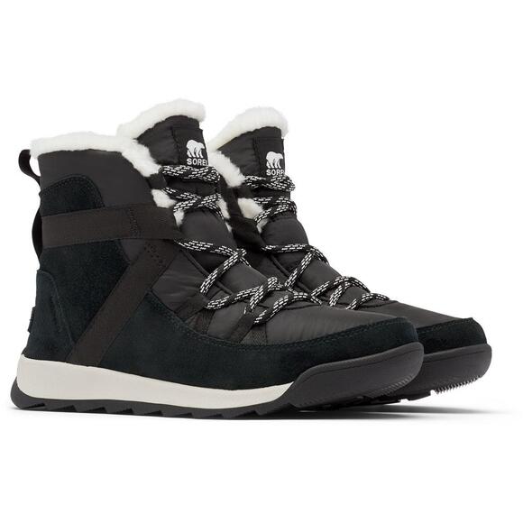 NEW Sorel Whitney II Flurry WP Winter Boots Women's 8 BLACK White faux Fur